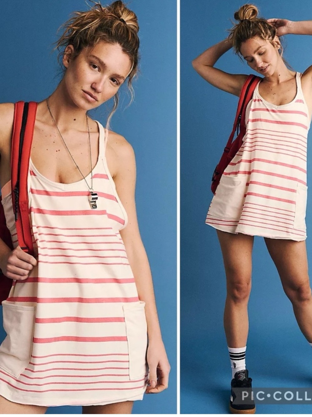 BNWT Free People Movement Hot Shot Mini Dress- Striped